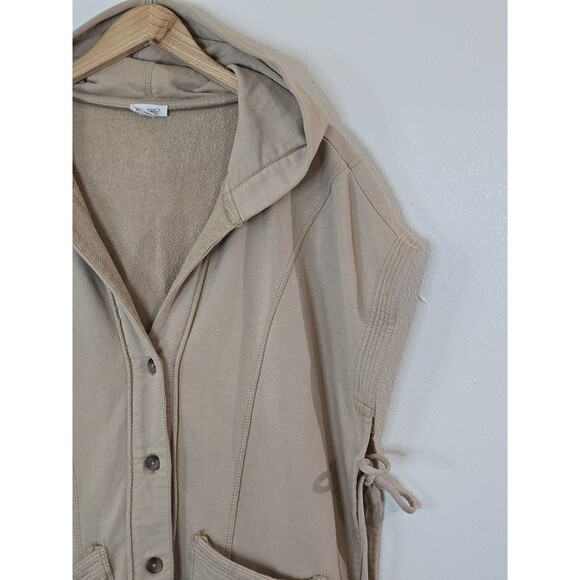 PILCRO Side Tie Button Front Poncho Women S / M Lagenlook Oversized Hooded Vest - Picture 3 of 13